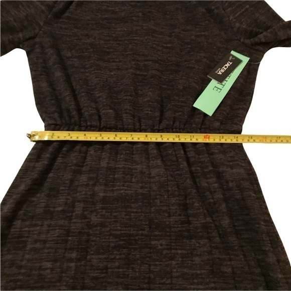 4. NWT Tacera tie neckline heather gray knife pleat long sleeves dress Size PS - Picture 7 of 10